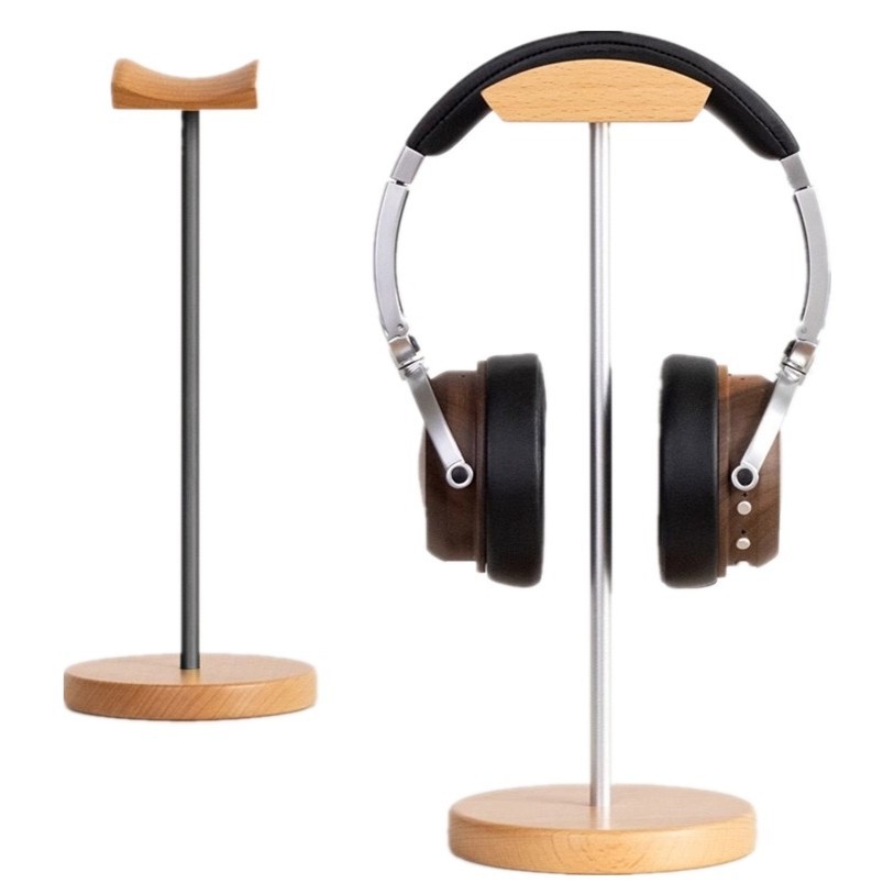 Gaming Setup Desk - 블랙 월넛 우드 & 알루미늄 헤드폰