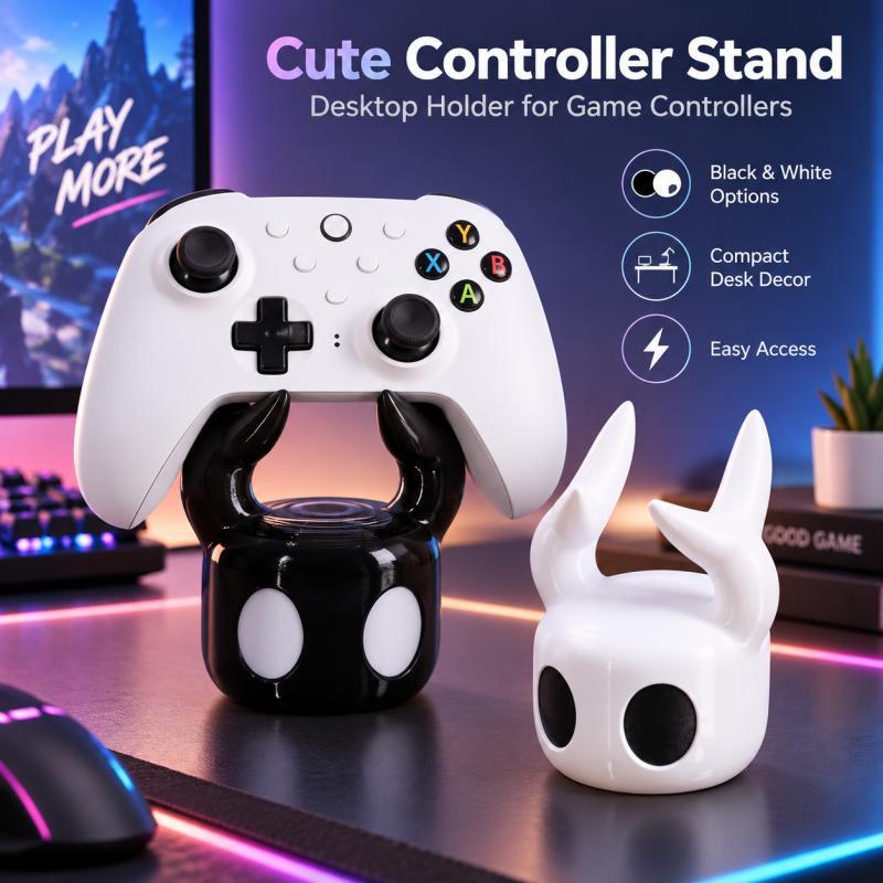 Gaming Setup Desk - 귀여운 뿔 달린 게임 컨트롤러 스탠드,