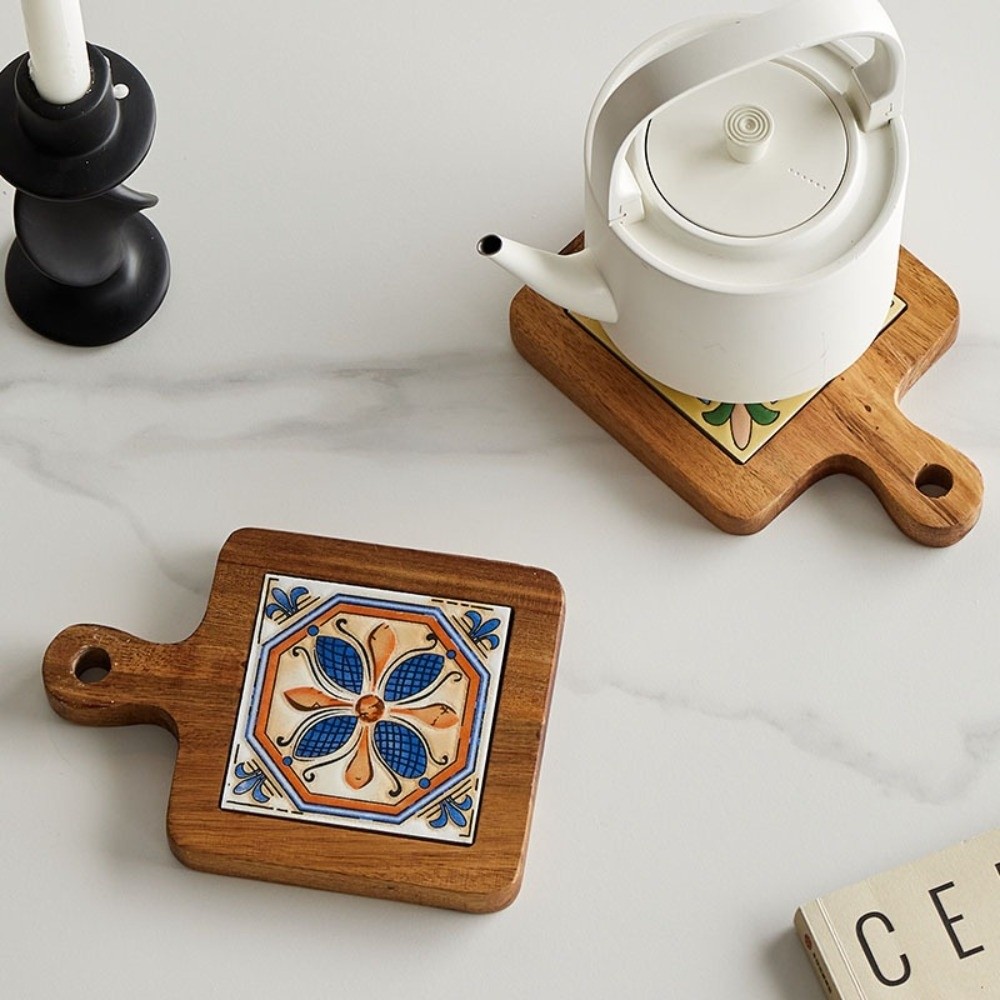 일본식 내열성 원목 코스터 레트로 사각형 나무 세라믹  - Desk Setup Retro 리뷰 및 가격
