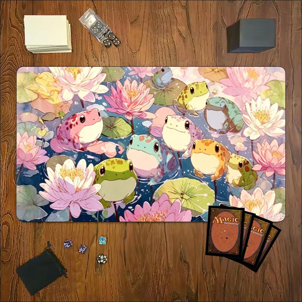 개구리 연꽃 연못 귀여운 자연 아트 대형 게임 플레이매 - Desk Setup Natural 리뷰 및 가격