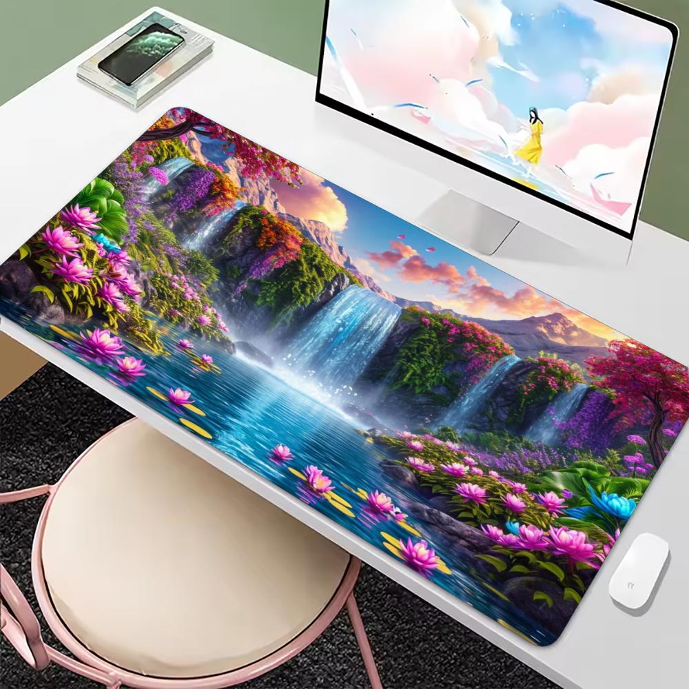 화려한 꽃과 폭포 풍경 자연 예술 대형 데스크 마우스  - Desk Setup Natural 리뷰 및 가격