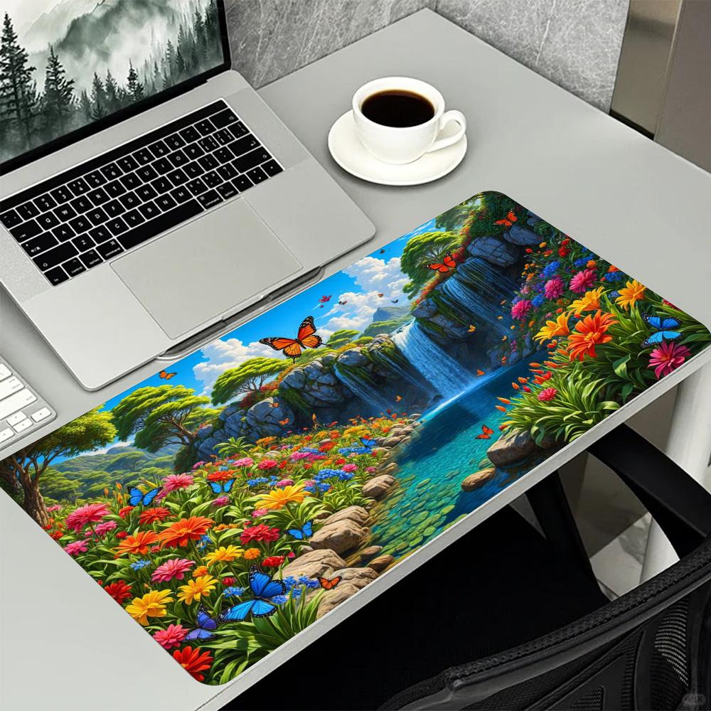 화려한 꽃과 폭포 풍경 자연 예술 대형 데스크 마우스  - Desk Setup Natural 리뷰 및 가격