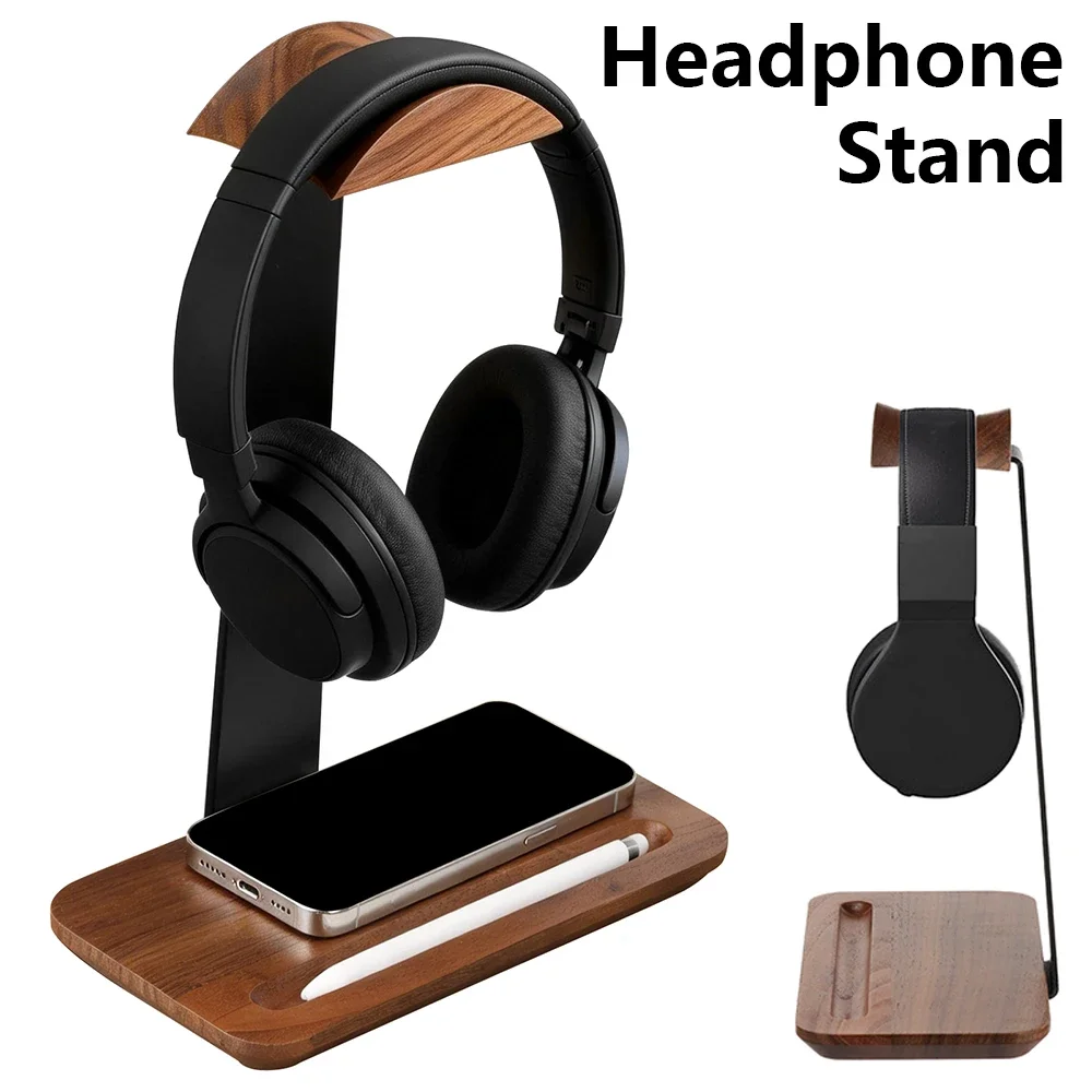유니버설 우드 헤드폰 스탠드(보관 베이스 포함) 미끄럼 - Desk Setup Equipment 리뷰 및 가격