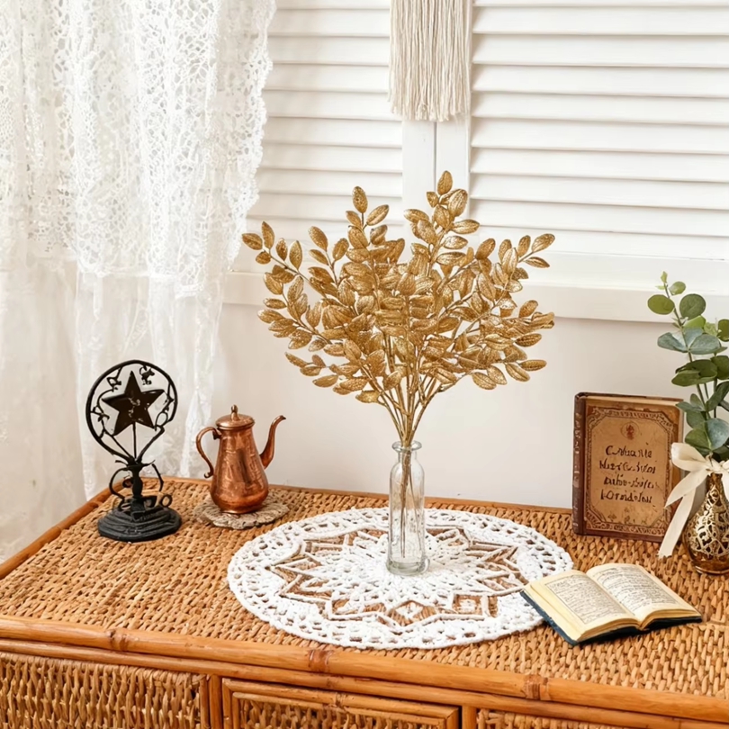 10Pcs 인공 식물 황금 잎 축제 홈 룸 테이블 데코 - Desk Setup At Home 리뷰 및 가격