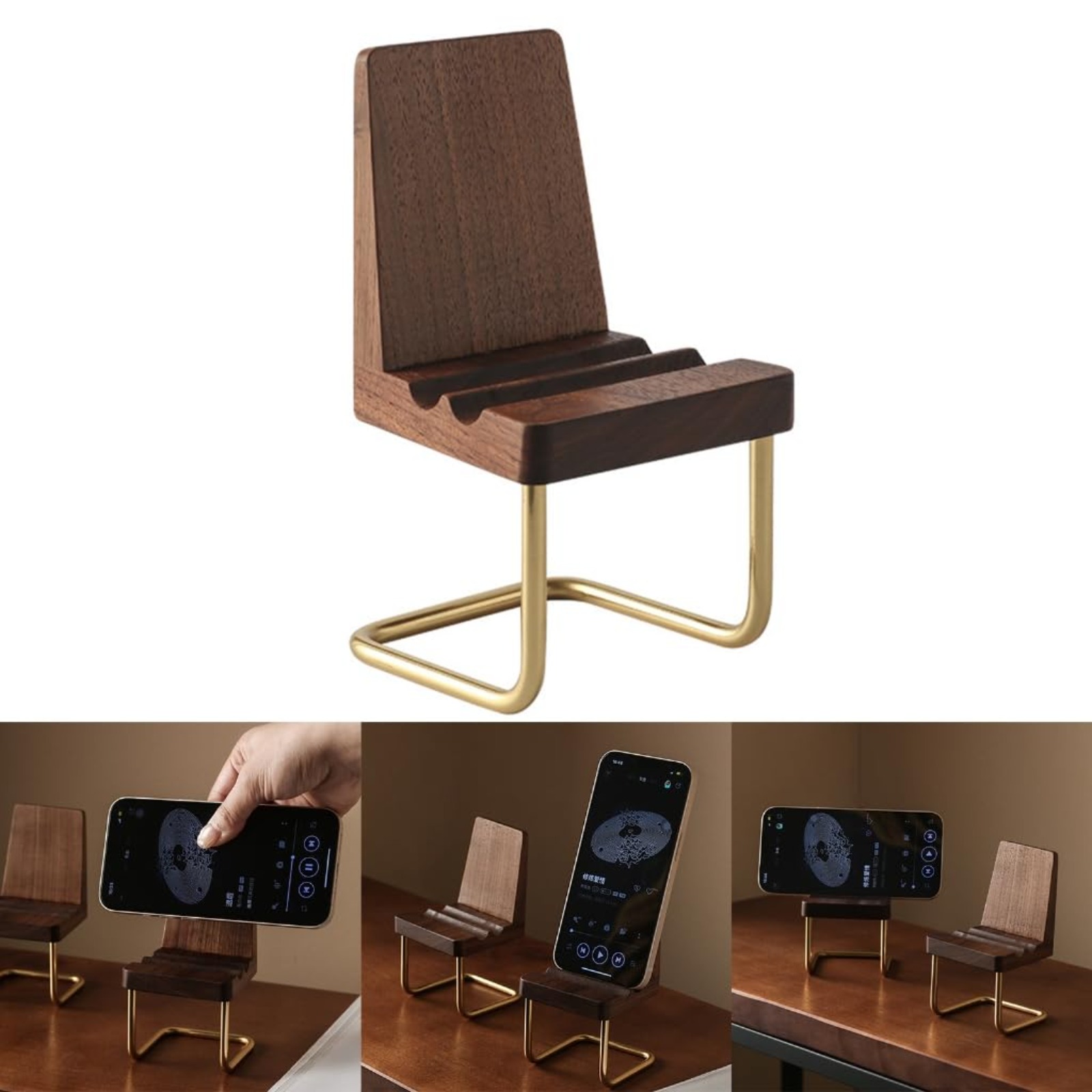 나무 폰 스탠드 월넛 데스크 오거나이저 미니멀리스트 홀 - Desk Setup Natural 리뷰 및 가격